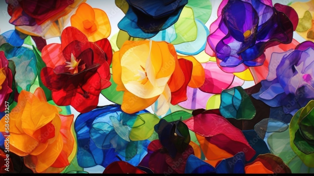 An abstract illustration of a cheerful vibrant field of flowers. Generative AI. An abstract illustration of a cheerful vibrant field of flowers. Generative AI.