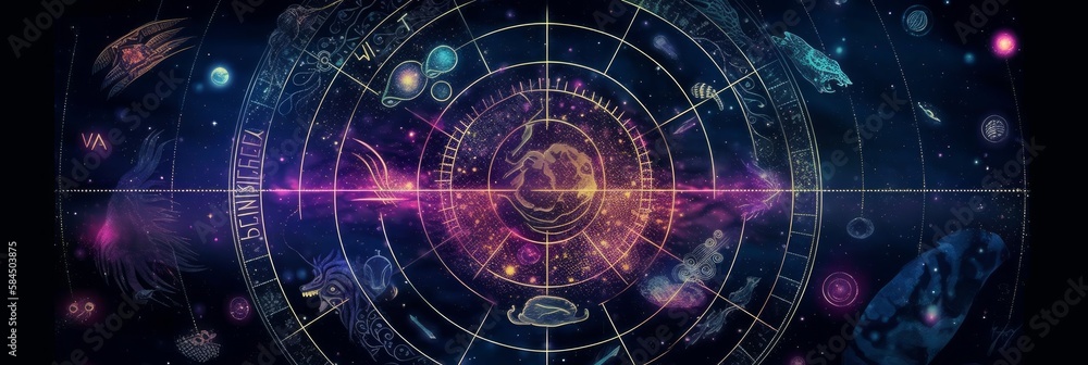 An abstract astrology background. Generative AI. 