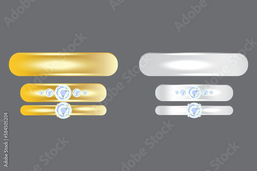 Cartoon wedding rings on top. Happy birthday. Wedding invitation. Vector illustration. photo