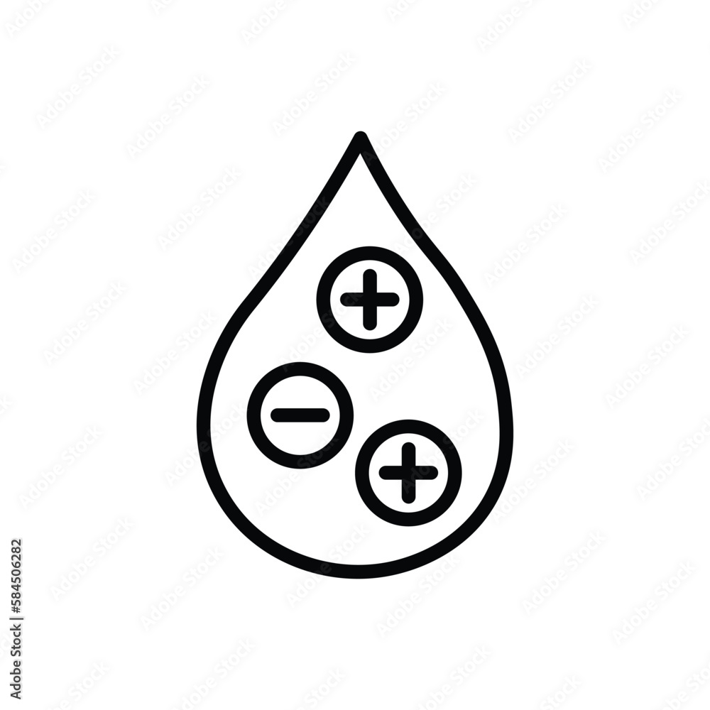 Electrolytes with positive and negative ions line art vector icon for apps and websites Electrolytes with positive and negative ions line art vector icon for apps and websites