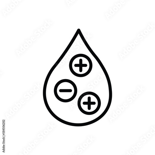 Electrolytes with positive and negative ions line art vector icon for apps and websites