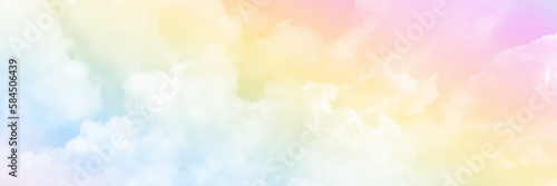 Cloud and sky with a pastel colored background and wallpaper, abstract sky background in sweet color. Watercolor style texture. Delicate card. Elegant decoration. Fantasy pastel color