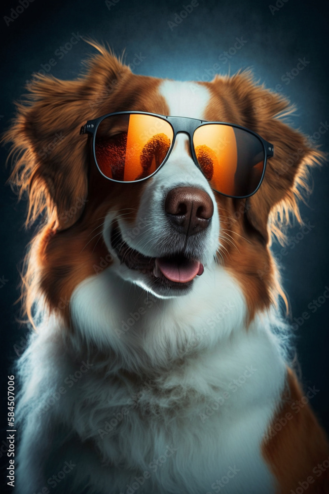 dog with sunglasses, ai generated, ai generative