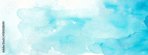 爽やかなターコイズブルーの水彩背景 背景イラスト テクスチャ素材 
