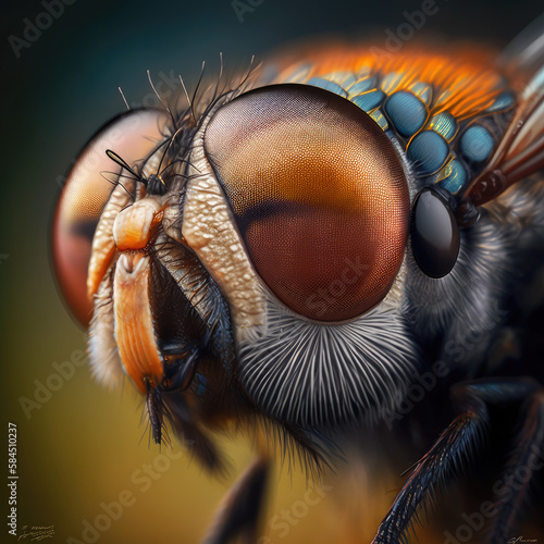 Fly Macro Insect Closeup detailed Insect Fly Photography made with generative AI