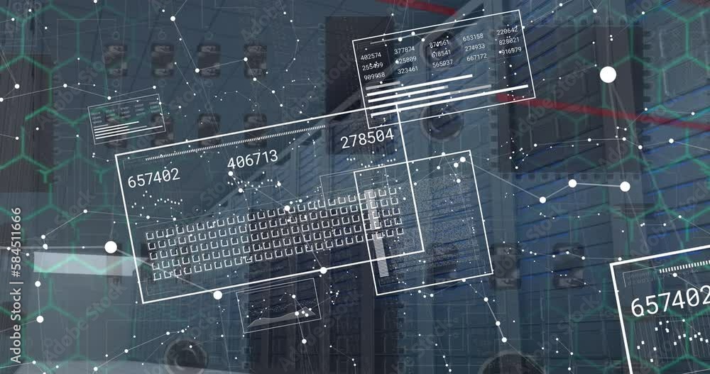 Animation of shapes and data processing over computing board Animation of shapes and data processing over computing board