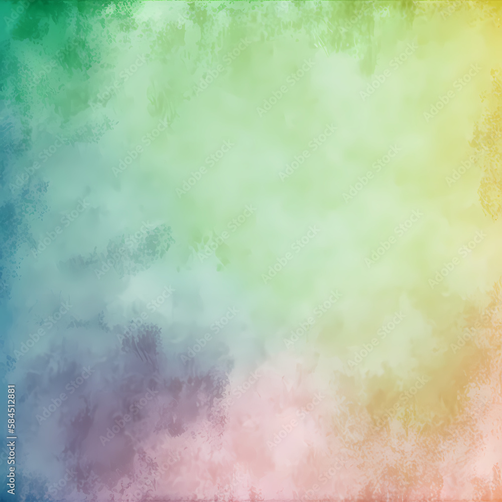 A grunge-style watercolor background with a blend of multicolor paint creates a rough, rustic texture