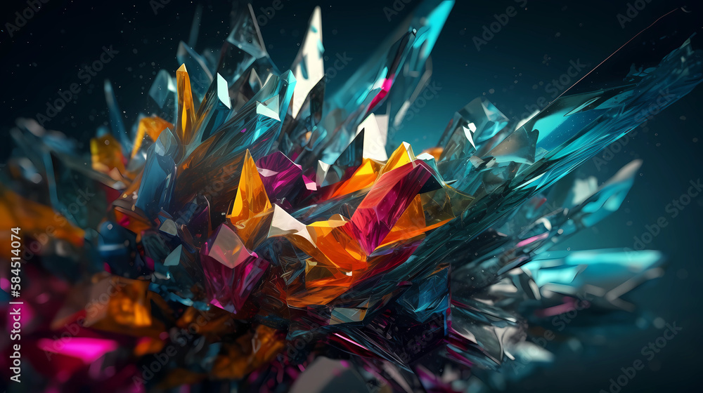 A burst of vibrant and colorful shapes. digital art illustration. generative AI. A burst of vibrant and colorful shapes. digital art illustration. generative AI.