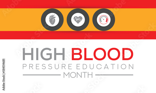National High Blood pressure (HBP) education month is observed each year in May.Vector illustration template background design.