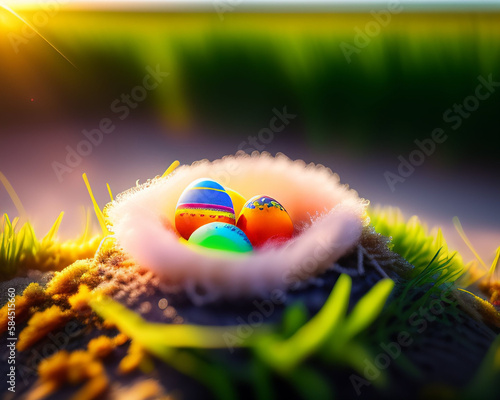 Easter Photo with Colourful Eggs Cute Background Wallpaper
