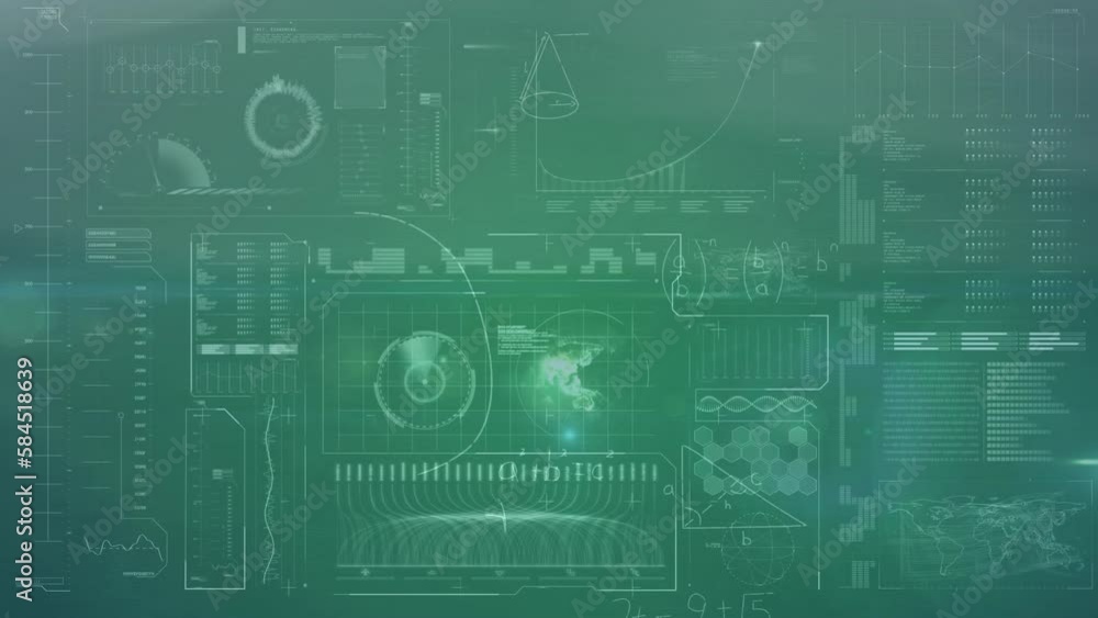 Animation of data processing over green background Animation of data processing over green background