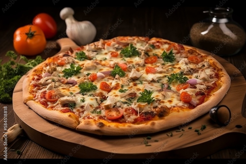 Traditionelle italienische Pizza frutti di mare Riesengarnelen, Tomaten ... Traditionelle italienische Pizza frutti di mare Riesengarnelen, Tomaten ...
