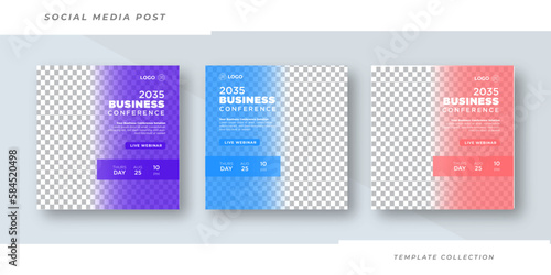 Business conference marketing strategies live webinar banner invitation and social media post template.