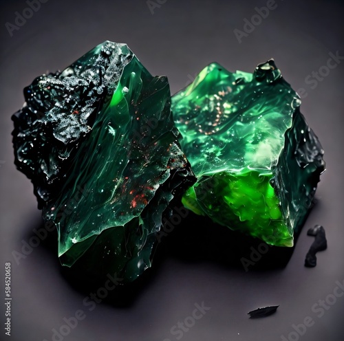 Torbernite crystal ore, Uranium, Radioactive created by Generative AI photo