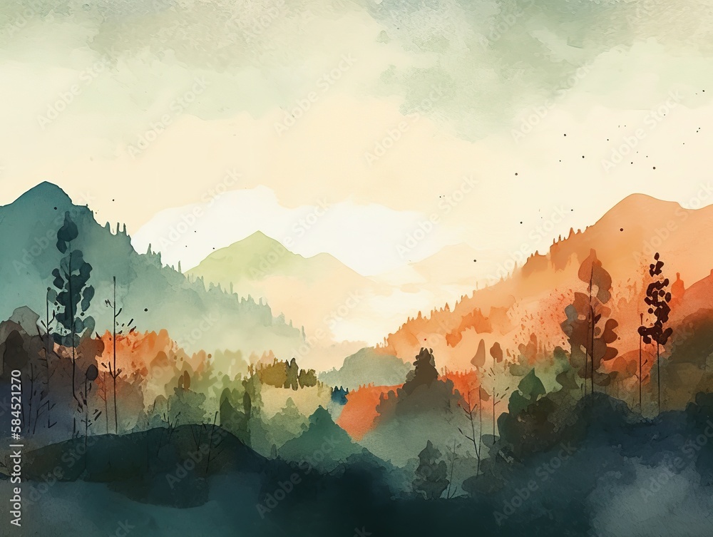 Minimalist watercolor illustration texture painting background with Generative AI
