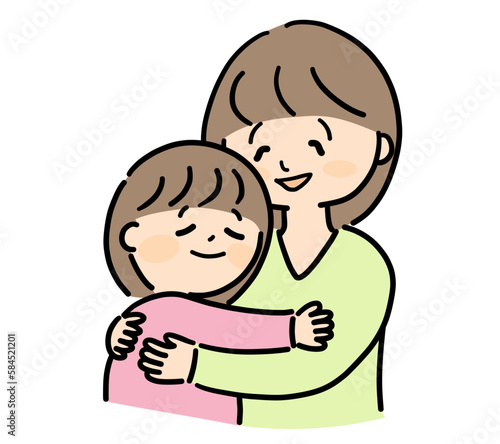 女の子を抱っこしているお母さん