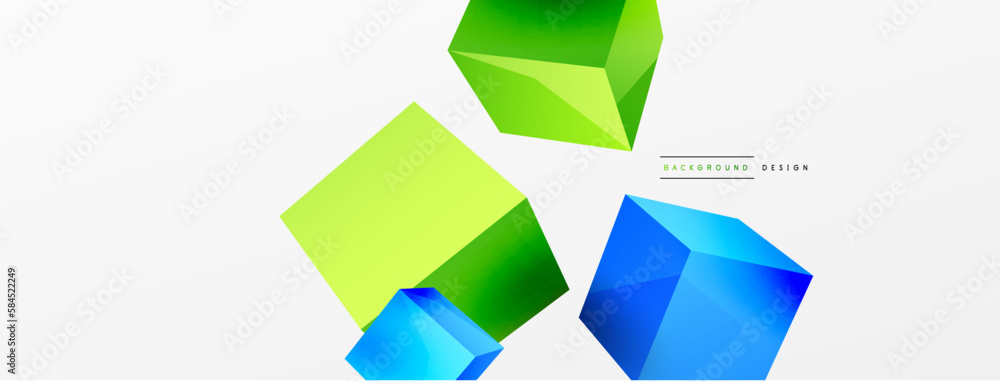 3d vector abstract background. Flying cubes composition. Trendy techno business template for wallpaper, banner, background or landing 3d vector abstract background. Flying cubes composition. Trendy techno business template for wallpaper, banner, background or landing