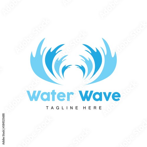 Water Wave Logo, Deep Sea Vector, Maritime Background Template Design