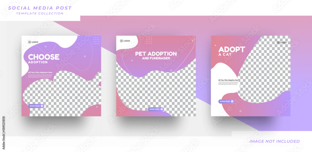 Pet adoption shop banner for social media instagram post template