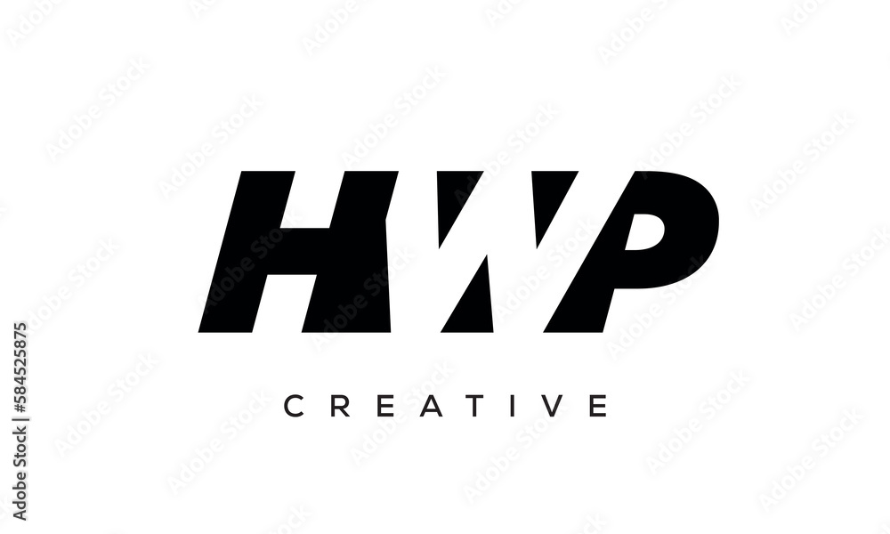 HWP letters negative space logo design. creative typography monogram vector	