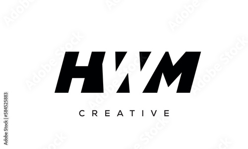 HWM letters negative space logo design. creative typography monogram vector 