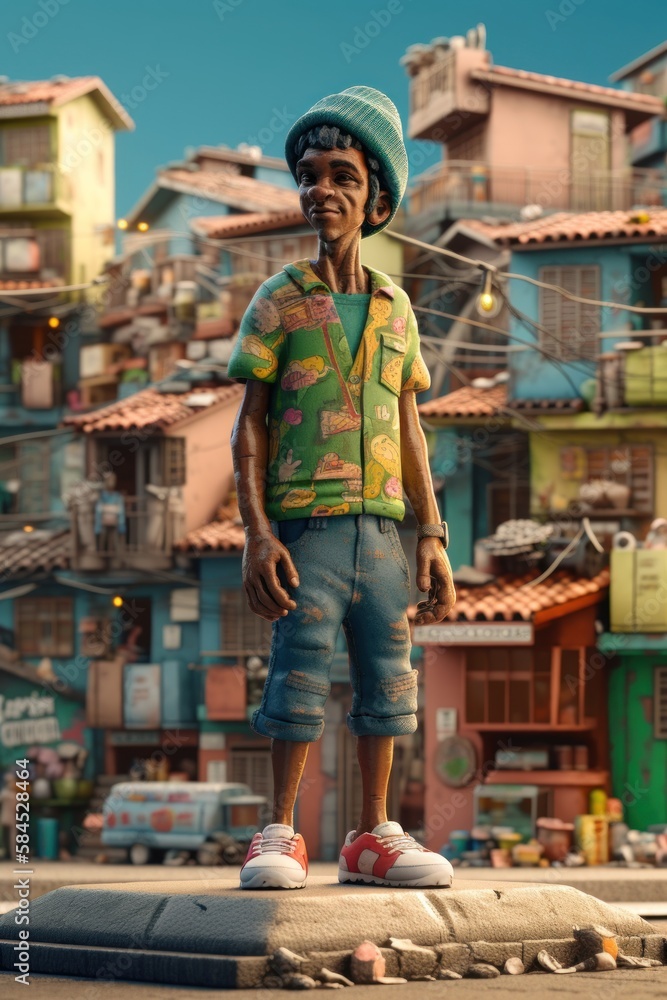 Urban vibes: Exploring the stylish world of Brazilian streetwear from 3D character, GENERATIVE AI