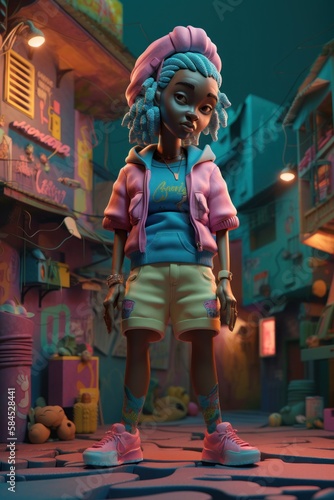 Urban vibes: Exploring the stylish world of Brazilian streetwear from 3D character, GENERATIVE AI