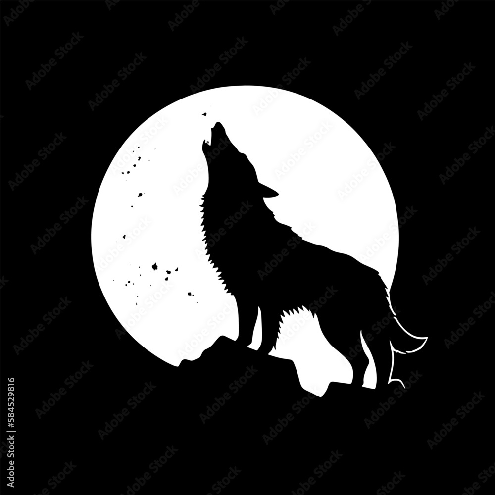 Naklejka premium howling wolf vector illustration