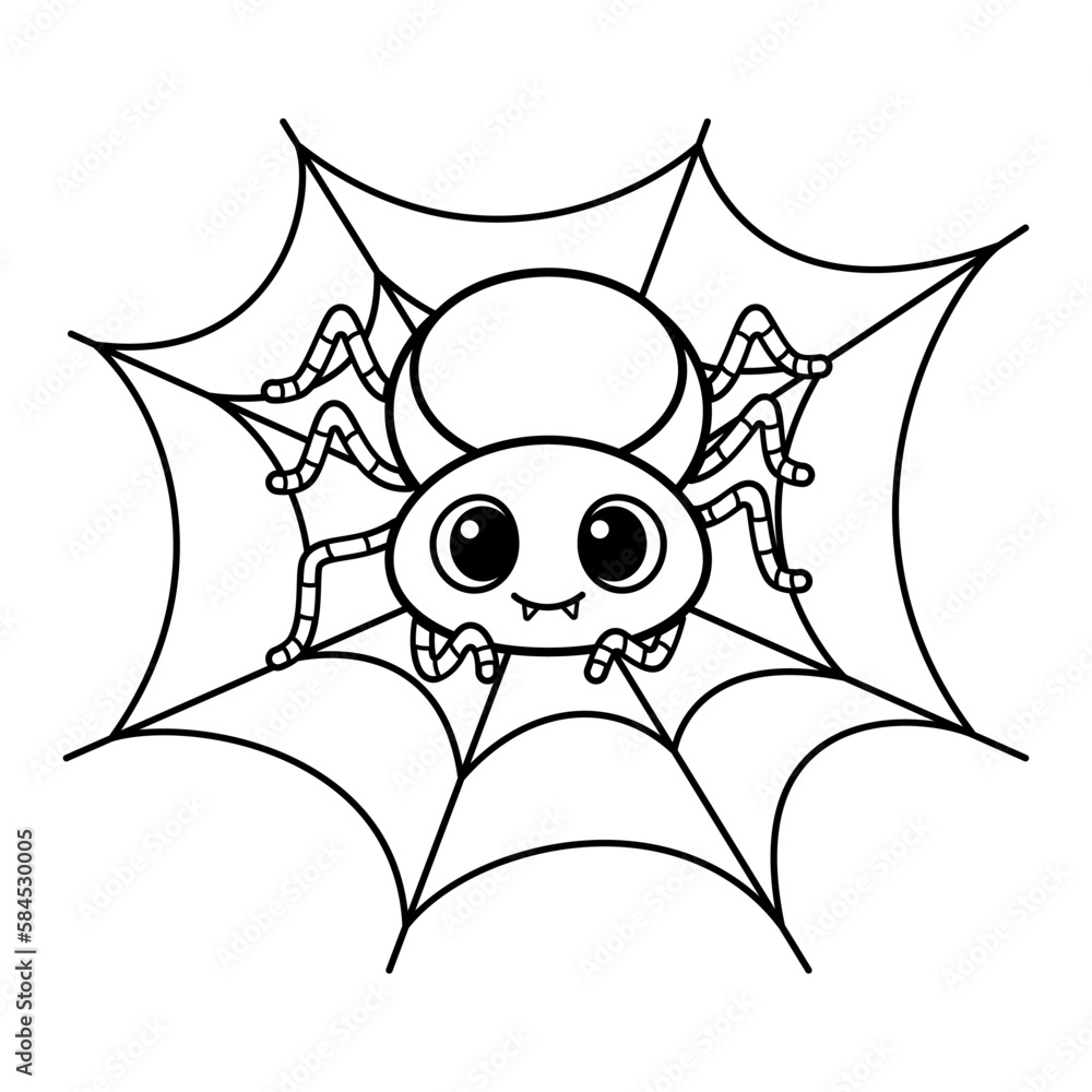 Cute Spider Coloring Page Cartoon Vector Illustration Stock Vector