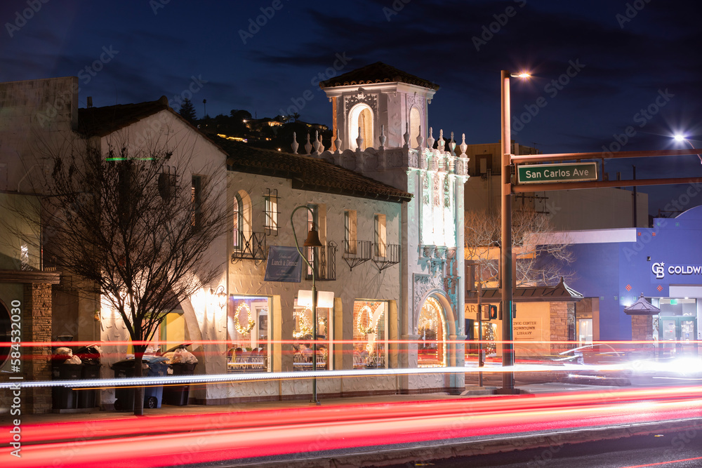 San Carlos, California, USA January 1, 2023 Nightime lights