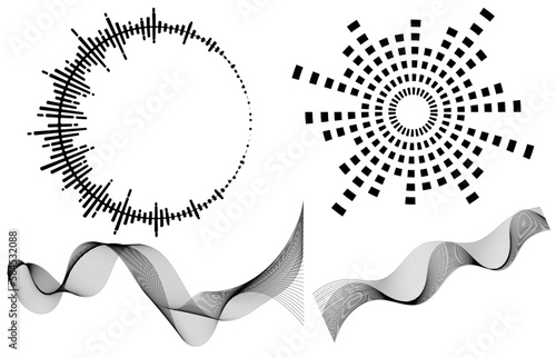 Circle audio waves. Circular music sound equalizer. Abstract radial radio and voice volume symbol. Vector illustration.