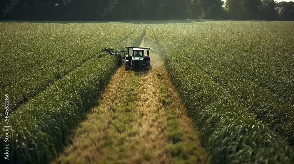 Fototapeta premium tractor in field, generative ai