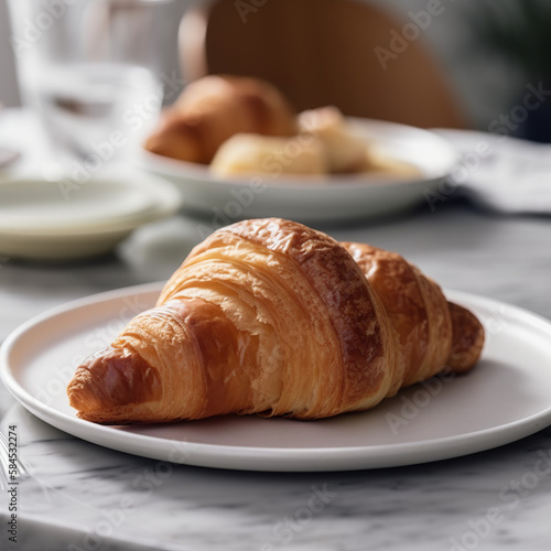 croissant on a plate in the hotel  generative ai.
