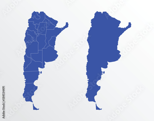 Blue Map of Argentina with regions