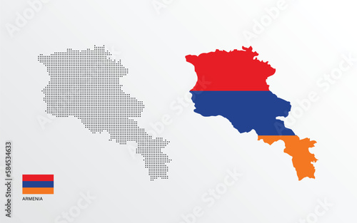 Vector illustration of Armenia map with flag