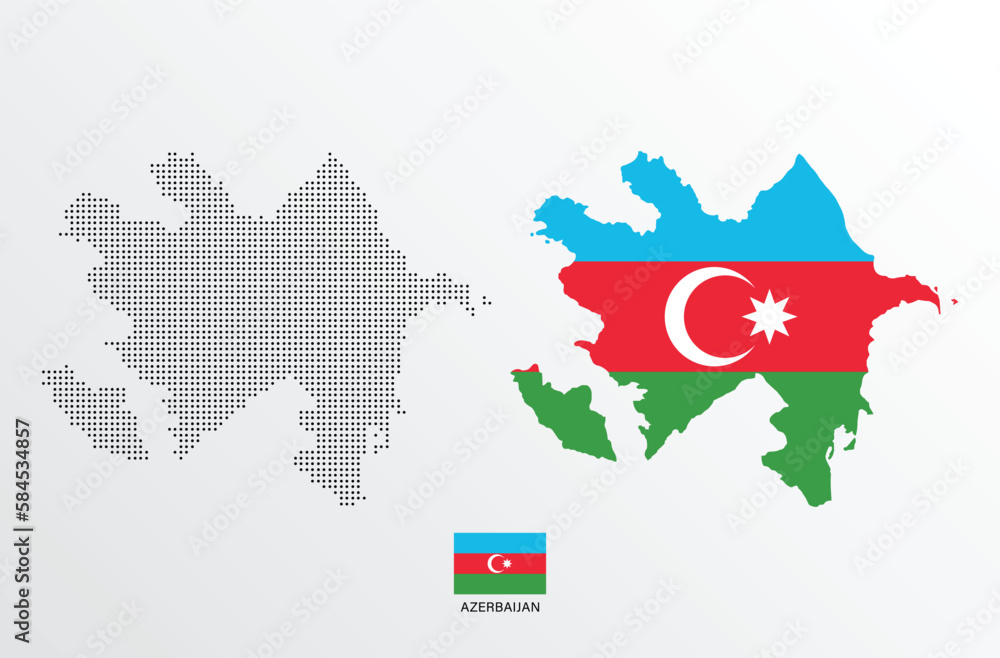 Fototapeta premium Map of Azerbaijan with the flag of Azerbaijan.
