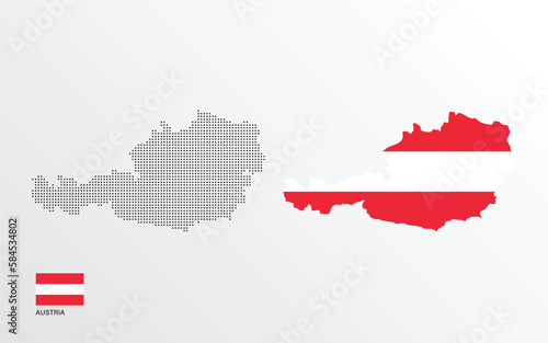 Fototapeta Naklejka Na Ścianę i Meble -  Vector illustration of Austria map with flag