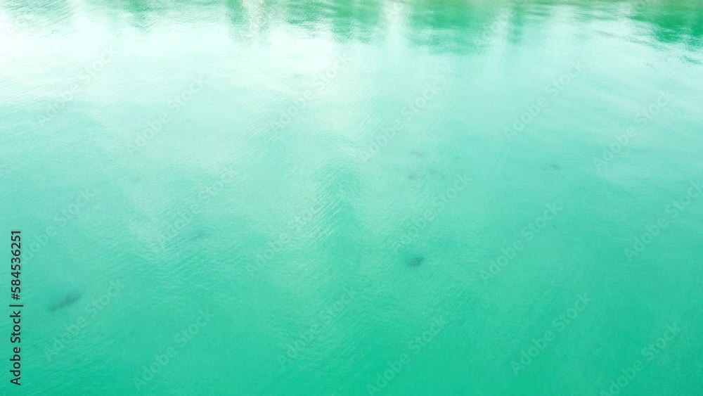Aerial top-down view of the sea surface with deep blue water, moving forward Aerial top-down view of the sea surface with deep blue water, moving forward