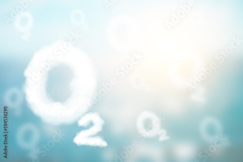 Tableau sur toile White O2 Text fly on blue sky for World Ozone Day concept