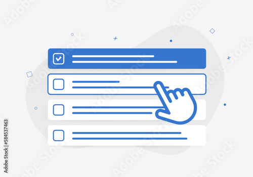 To-do list app concept - task management and reminders interface with check mark. Helpful tool for keeping tasks organized and on track. Mouse cursor selects next completed task