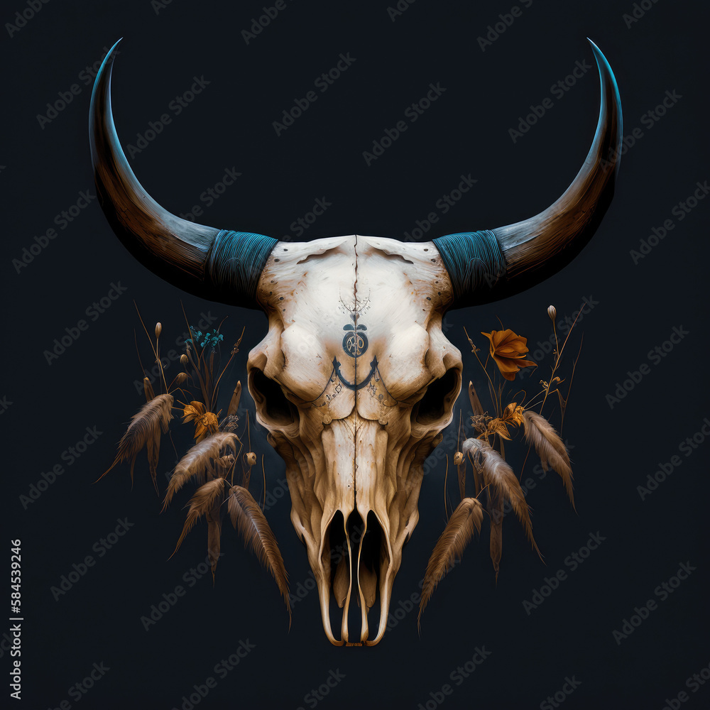 Cow Skull The Mystic Symbolism of the Cow Skull AI-Generated Stock ...