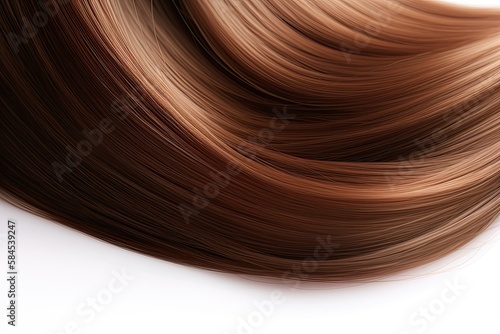 Beautiful Glossy Holographic Colored Hair Texture Isolated on White Background. Generative Ai.