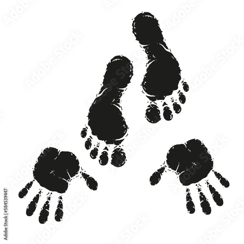 black footprint hand print