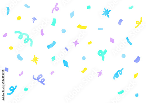 confetti background in pastel colors celebration event cute hand drawn watercolor illustration / パステルカラーの紙吹雪の背景 お祝い イベント かわいい手描きの水彩イラスト