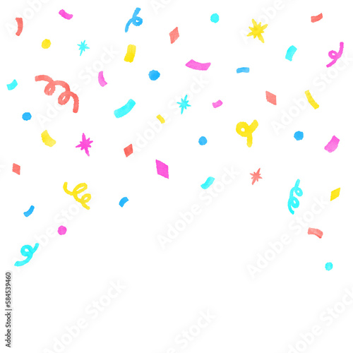 confetti background in pastel colors celebration event cute hand drawn watercolor illustration / パステルカラーの紙吹雪の背景 お祝い イベント かわいい手描きの水彩イラスト © minana