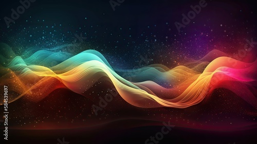 Colorful Glitter Wave Abstract Background. Generative Ai.