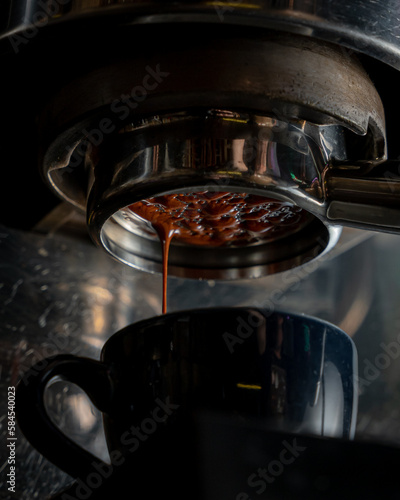 Expresso machine making delicious coffee in the morning