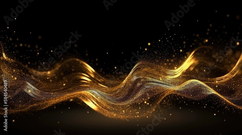 Golden glitter wave abstract background. Generative ai.