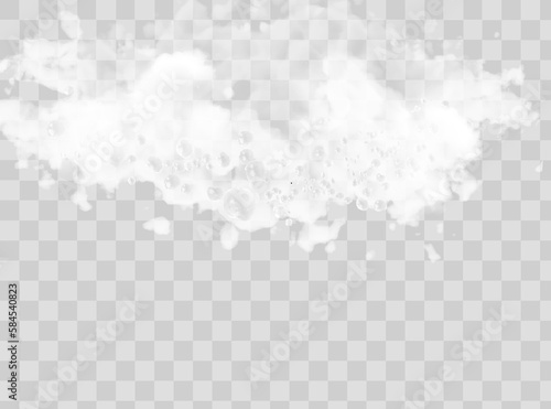 3d foam water, water with soap bubbles on a white background. Vector illustration.