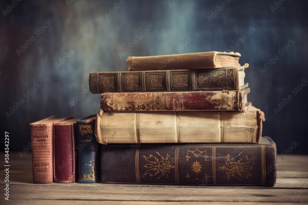 Old Books on Table, World Book Day Concept Background. Old Books on Table, World Book Day Concept Background.